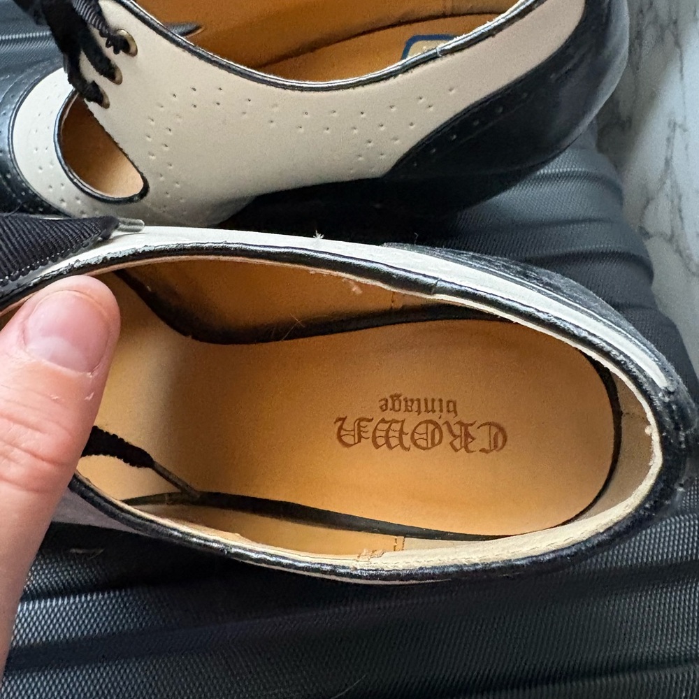 Crown Black and Cream Wedge Shoes - Picture 5 of 6
